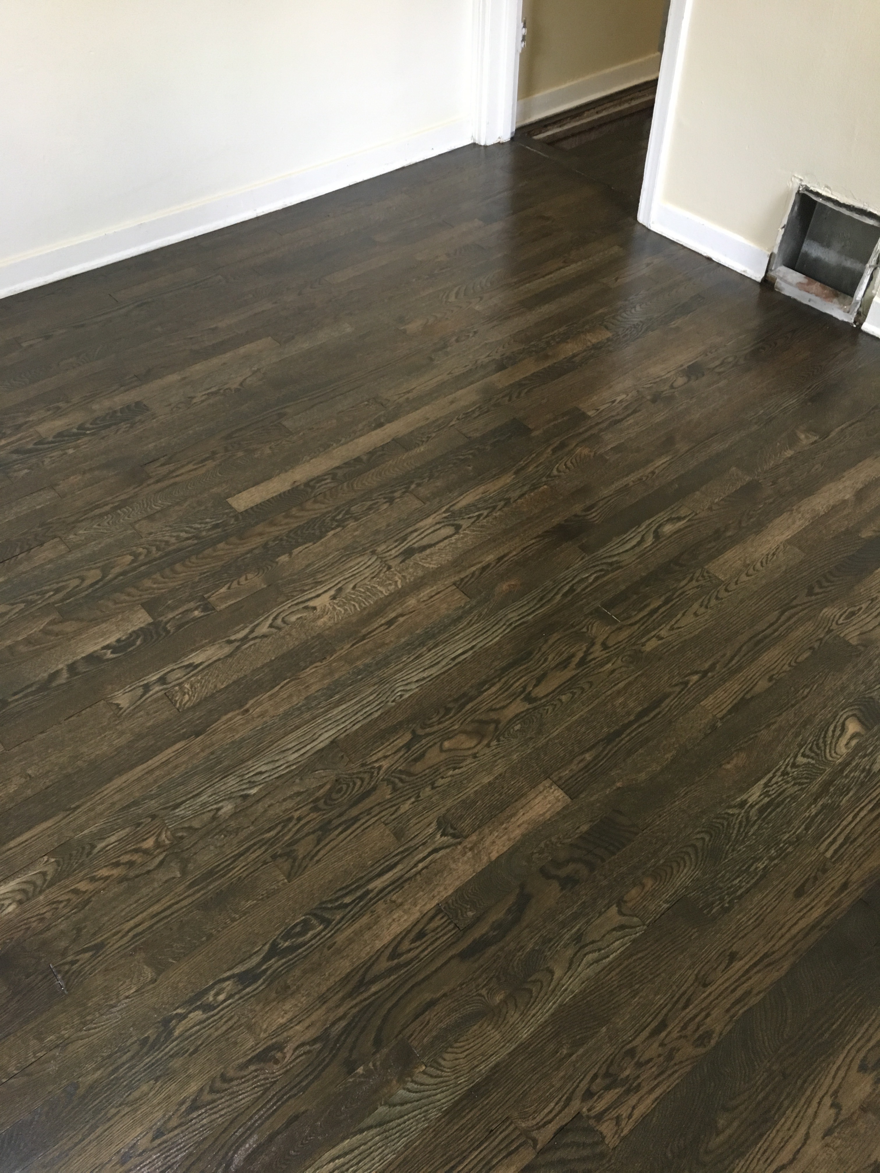 Bona Graphite Stain On Both Red And White Oak Forest Floors Of